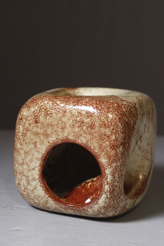 Roberto Rigon & Bertoncello Ceramiche - Openwork Cube Vase Italy 1970s (photo 5 of 6)