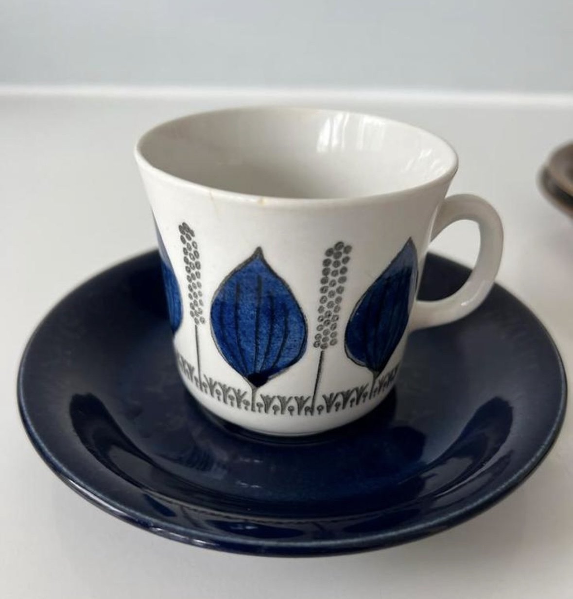 Gefle/UpsalaEkeby＊ATLANTICA＊・* 5x Upsala Ekeby Gefle Groblad cup and saucer vintage rare