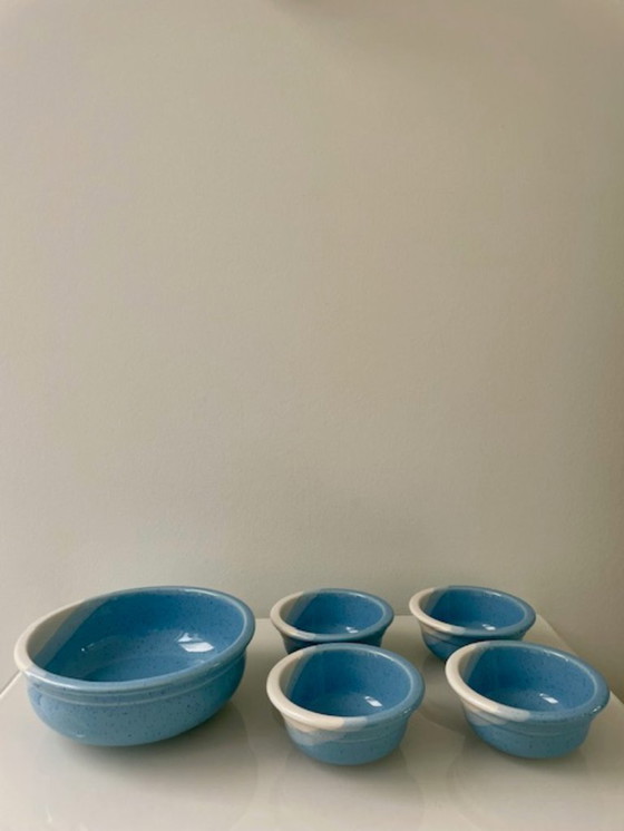 Image 1 of Kultakeramiikka Finland tray set blue/white (5-piece)