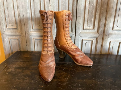 Antique Victorian Tree Trunk Boots 19th Century
