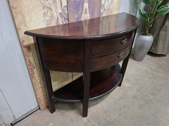 Image 1 of Klassieke halfronde sidetable, wandconsole, haltafel afm.111x40cm en 70cm hoog.
