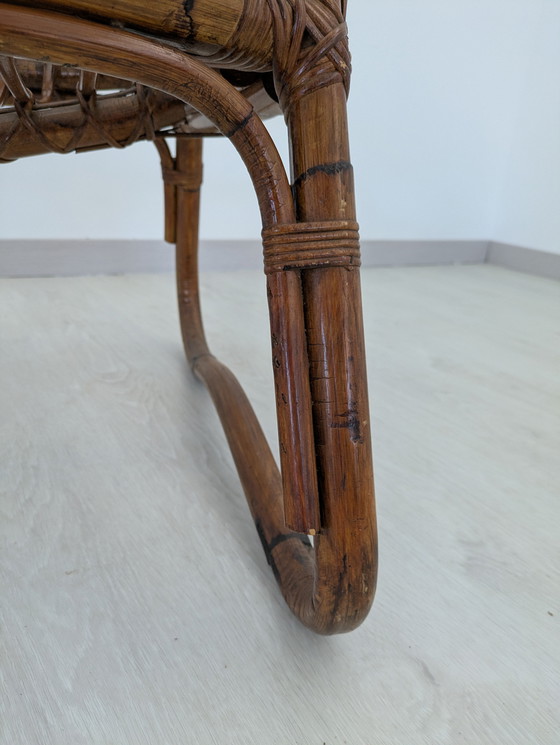 Image 1 of Salon en bambou - Fauteuils, table basse et porte-manteau - Vintage