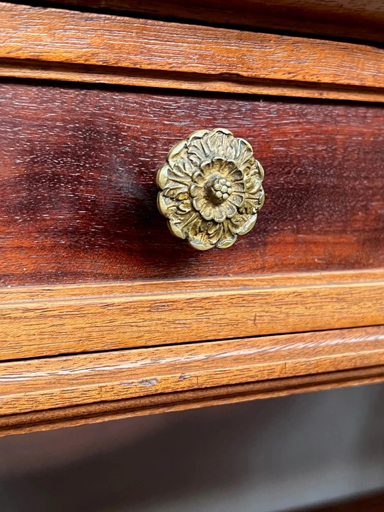 Mesita auxiliar de estilo imperio, de caoba, siglo XIX. – Mesas auxiliares, Bronze, Marble (photo 5 of 7)