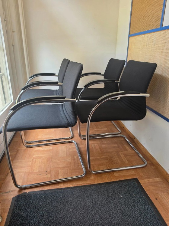 4 Originale Thonet S79 V Freischwinger Schwarz – Esszimmerstühle, Textile (photo 2 of 5)