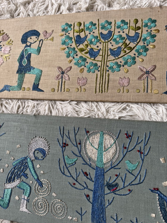 Image 1 of Scandinavische borduurpanelen uit de jaren 60