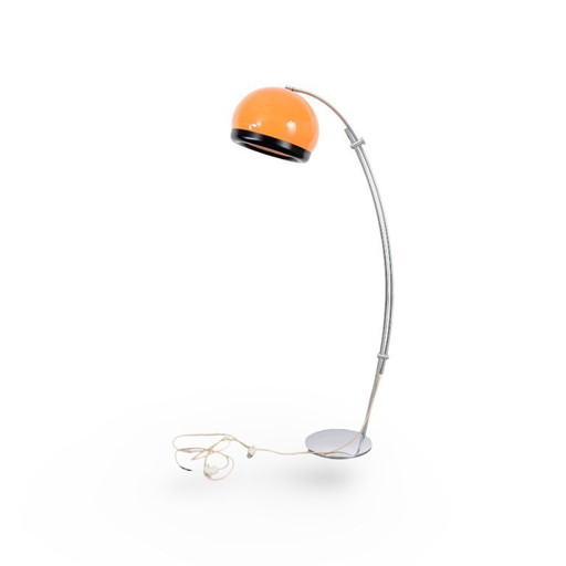 Original Space Age Bogenlampe 1970 orange Stehleuchte Midcentury