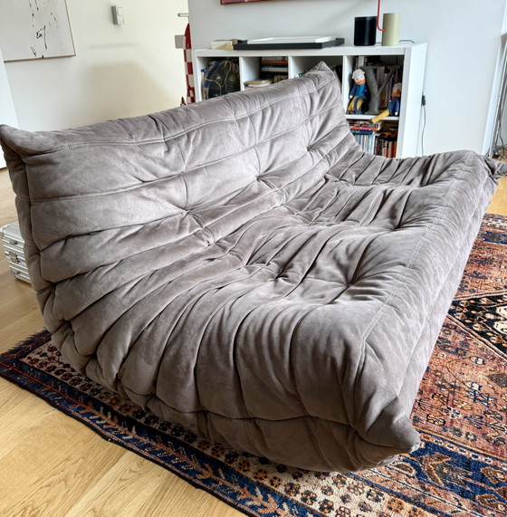 Image 1 of Original Ligne Roset Togo Sofa Set (2010) – 3-Seater & 2-Seater – Alcantara Praline – Excellent Condition