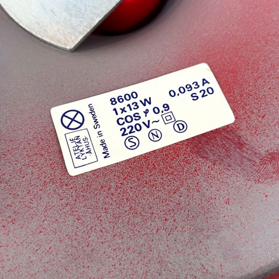 Image 1 of Red Tube Table Lamp by Anders Pehrson for Ateljé Lyktan, 1970s