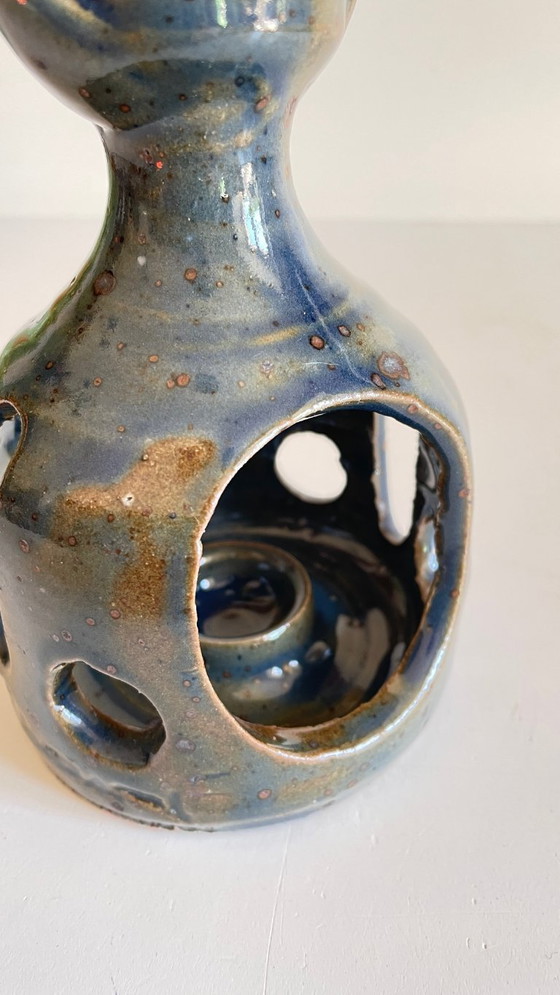 Image 1 of Vintage handcrafted stoneware candlestick
