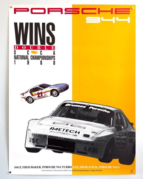 Image 1 of 🏁 Porsche 944 — Double SCCA National Championships – 1988 – Original Poster | Michael Osborne | Screenprint | 102 × 76 cm | USA