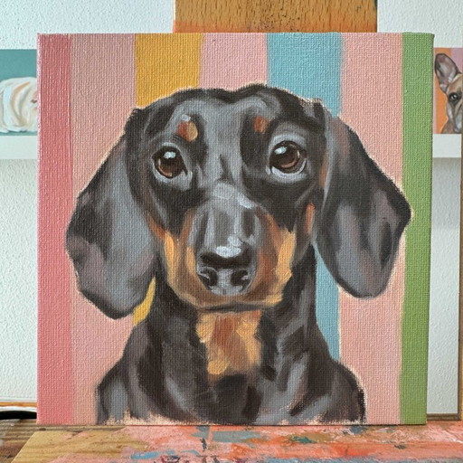 Friend, Öl auf Canvas-Board, 15x15 cm,  Sandra Kolondam