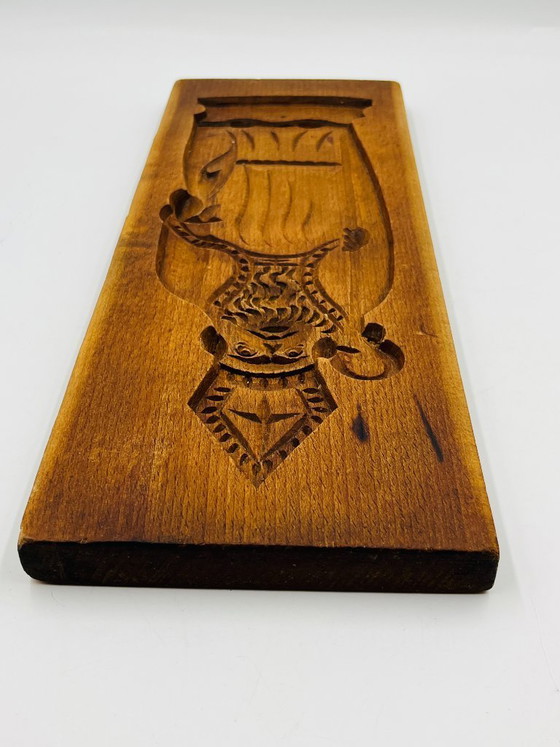 Image 1 of Moule ancien à spéculoos Saint Nicolas grand format bois sculpté