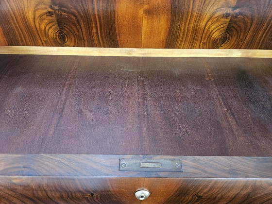 Image 1 of Art Deco commode in mahonie en roze esdoorn met spiegelblad.