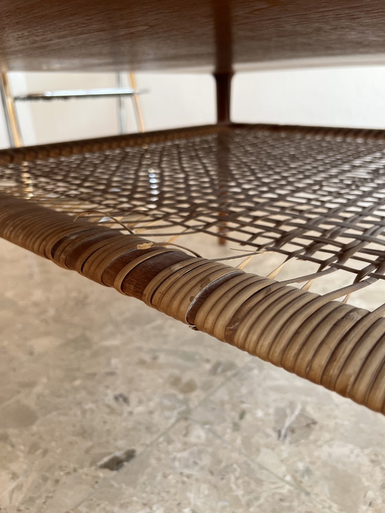Image 1 of 1x Originele "Gustav Bahus jaren 60" salontafel van teakhout met papieren koordplank, Noorwegen!!