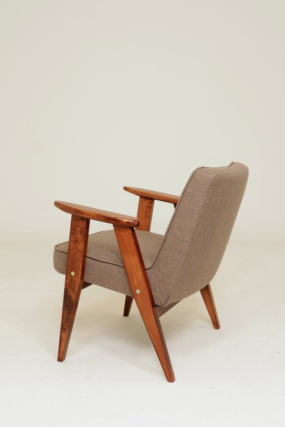 Image 1 of Paire de fauteuils lounge vintage, revêtement taupe chiné confetti, fauteuils rénovés