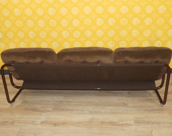 Image 1 of IKEA 3-zits bank 70s "Borkum" CORD & buisframe bruin, ontwerp Johan Bertil Häggström buisframe bank