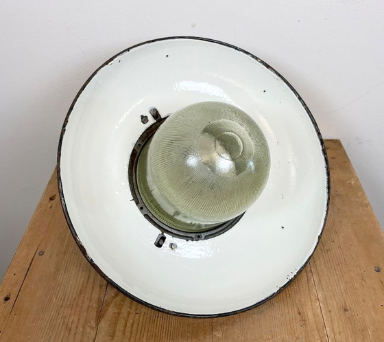 Image 1 of Industrial Grey Enamel Factory Pendant Lamp in Cast Iron from Zaos, 1960s