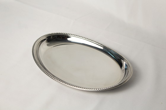 Image 1 of Plat de service vintage Alfara Alessi – Acier inoxydable – Bord nacré