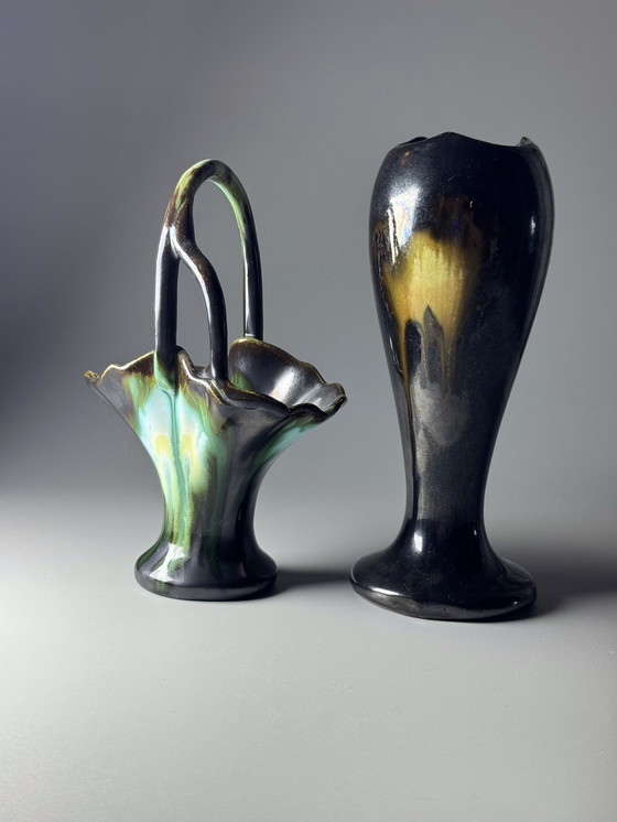 Image 1 of Set – Thulin, 1930s - Art Deco Drip-Glazed « Airain »