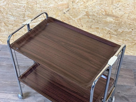 Image 1 of 60s 70s serving trolley dinette side table space age brown design