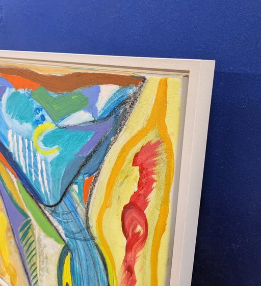 RIVER OTTER ESTUARY WALK ORIGINAL ACRYLIC CANVAS FRAMED NIGEL WATERS 40x40cm