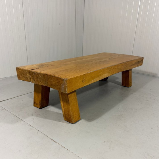 Image 1 of Brutalist robust hardwood coffee table 1960s