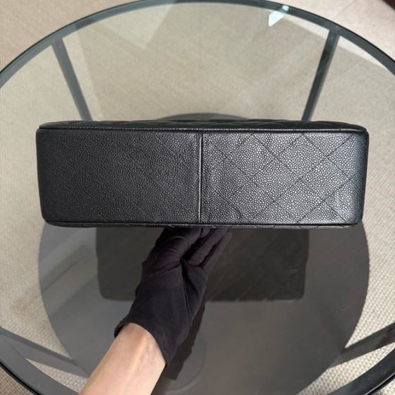 Image 1 of Chanel Classic Flap Jumbo - Caviar 30CM Single Flap Quilted Black 24K Gold Hardware Series 12