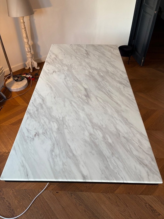 Image 1 of Provence dining table - Marble table top on black oak frame