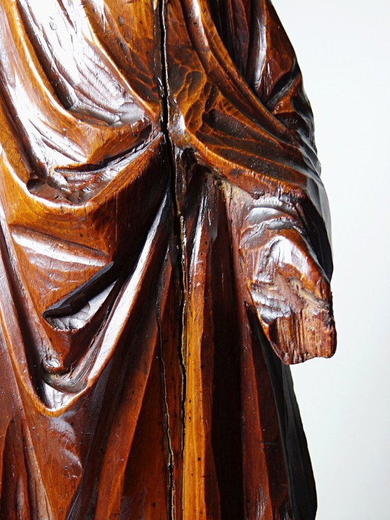 Image 1 of Antique religious sculpture of the Virgin Mary in carved wood, Immaculate Conception
