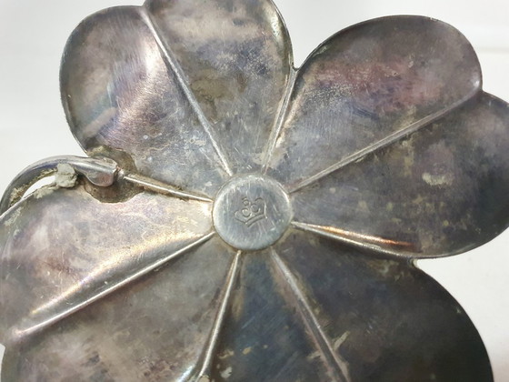 Image 1 of Set of two silver clover candleholders by Carl Frederik Christiansen, Denmark 1950's