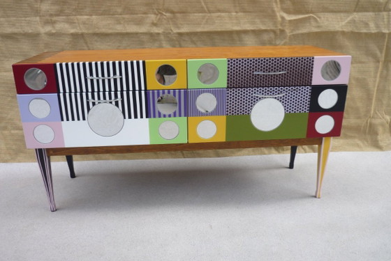 Small Low Colorful Sideboard – Chest of drawers, Wood (photo 3 of 11)