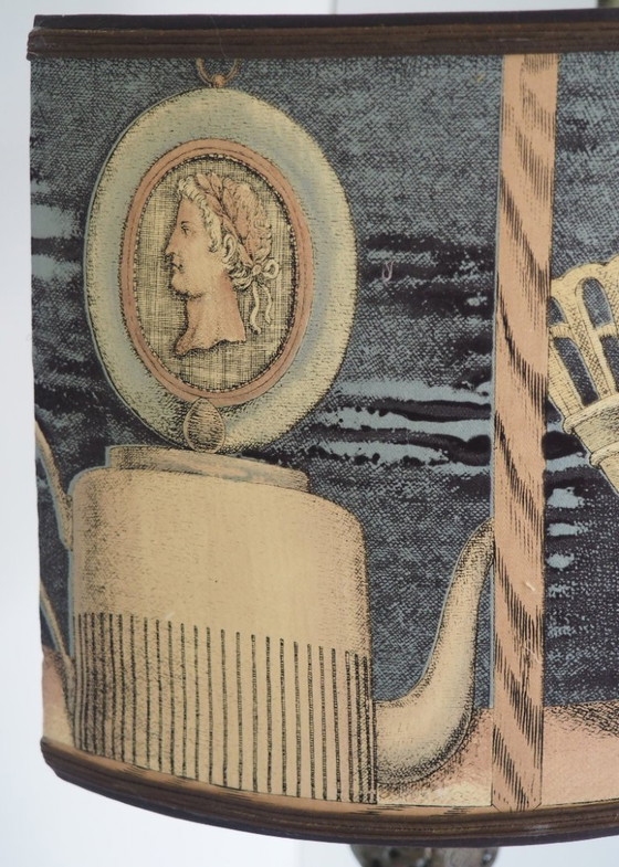 Image 1 of Large Filagree bronze table lamp/shadow Fornasetti fabric