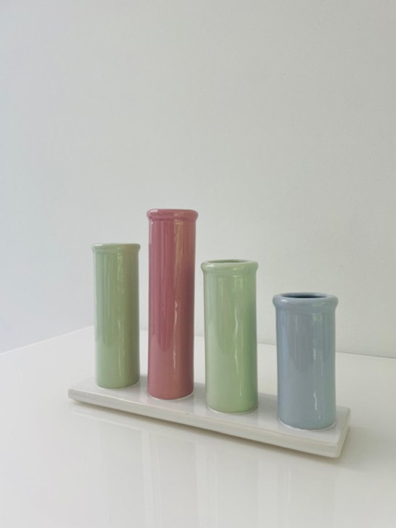 Image 1 of Keramieken buisvaas met pasteltinten – speels en stijlvol design