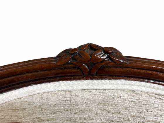 Image 1 of Restored Louis XV Style Armchair with Carved Wood and Light Upholstery