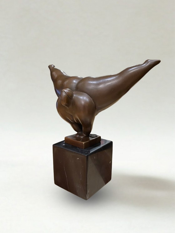 Image 1 of Modernist bronze sculpture – Stylized female figure in balance – Signed Milo