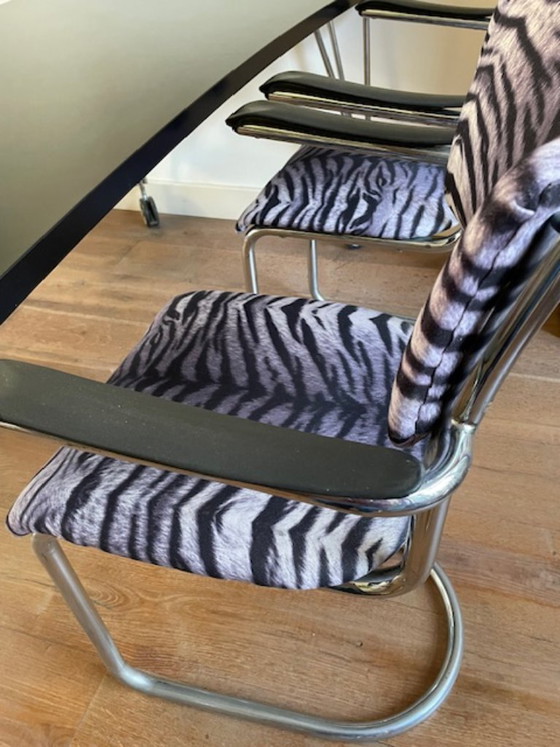 Image 1 of 4 vintage De Wit brothers tubular frame chairs