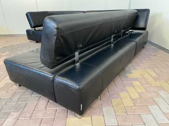 Image 1 of Canapé d'angle Bruhl en cuir noir - Confort ajustable - Design lounge spacieux