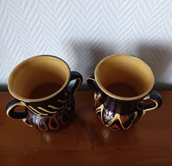 Image 1 of 2x vintage ceramic vases from the 1960s