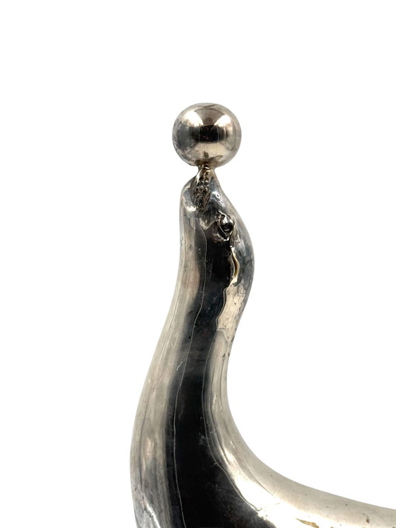 Image 1 of Sculpture de sceau Art déco en laiton argenté, France 1940s