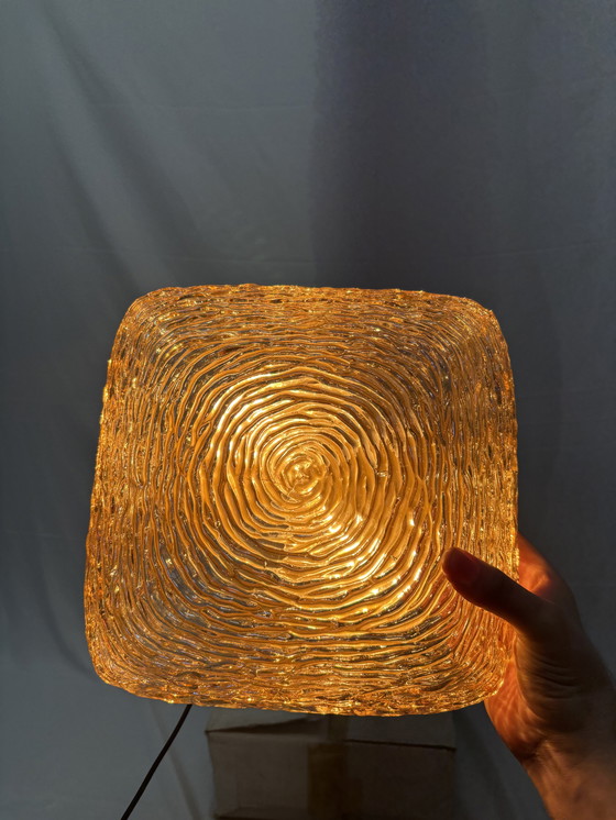 Image 1 of Lampe de plafond ou applique murale vintage Glashütte Limburg en verre ambré