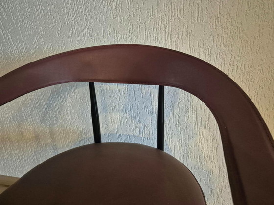 4 chaises de salle à manger Fasem P40 [Bordeaux foncé] – Leather, Metal (photo 3 of 6)