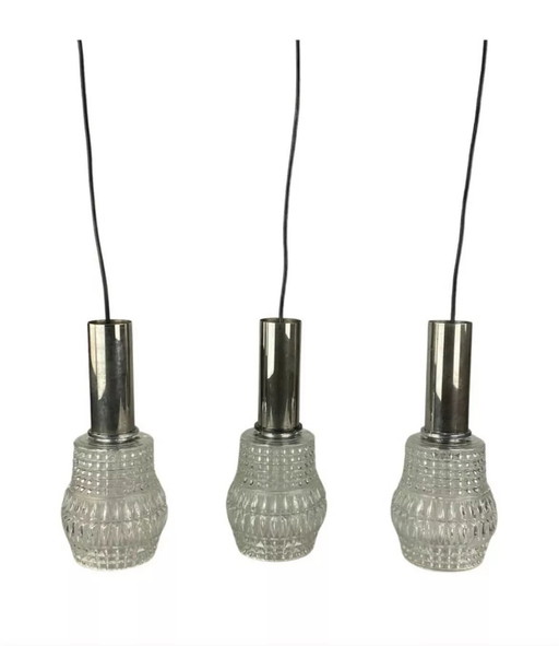 70s ceiling light hanging lamp cascade lamp glass chrome space age design