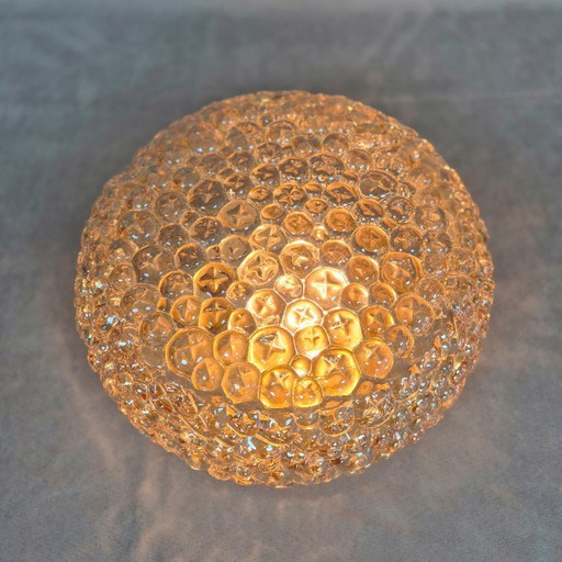 Lámpara de techo vintage de cristal burbuja ámbar de Massive Leuchten, Alemania, década de 1970, E27