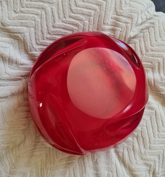 Coupe Murano Glass Bowl, Red / Rouge, Mid-Century 1960s Handmade / Fait Main – Vases (photo 3 of 5)