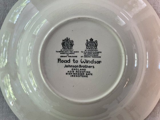 Image 1 of 5 diepe vintage borden ‘Road to Windsor’ van Johnson Brothers heel goede staat - Zeldzaam