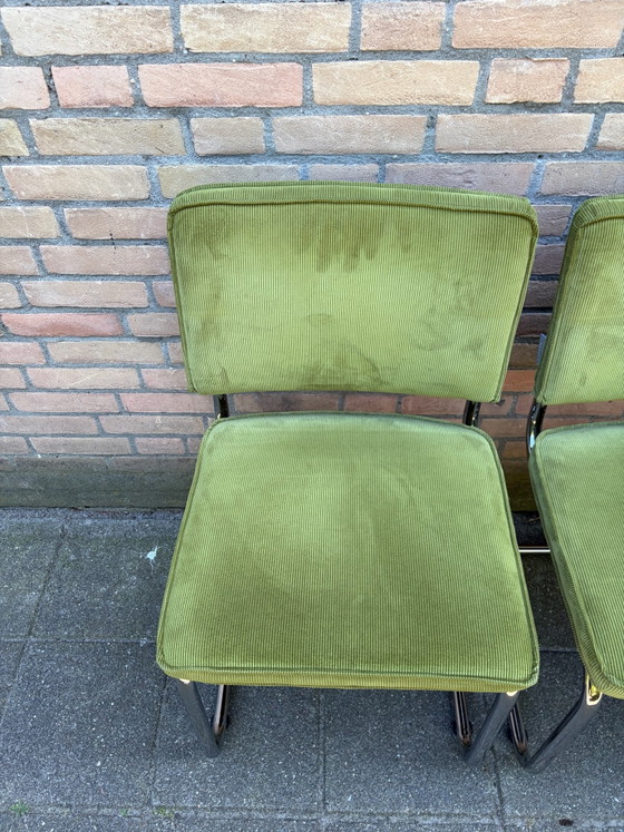 6 Green Zuiver Ridge Rib Ribbed Fabric Chairs – Dining chairs, Chrome, Wood (photo 2 of 6)