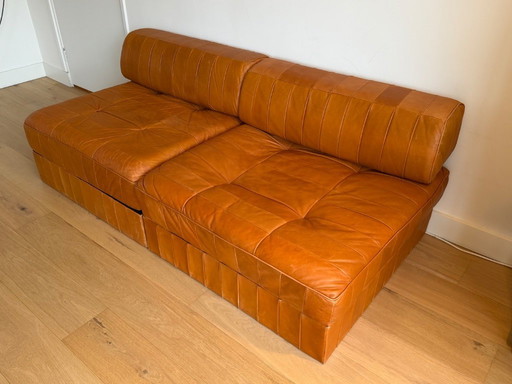 Divano/divano letto De Sede DS-88 Svizzera 1970/75 cognac