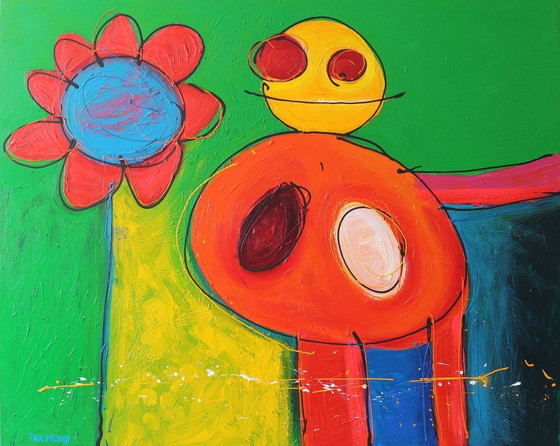 Image 1 of Paul Megens large painting 'Does a flower have a soul?'