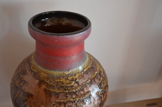 Image 1 of West Germany - Vase - Vintage - purple - red - brown - Large West Germany vase