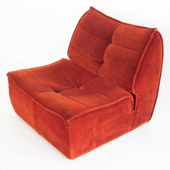 Fauteuil lounge vintage en velours. Distribué par Cinna. France, années 1980. – Velvet (photo 3 of 12)